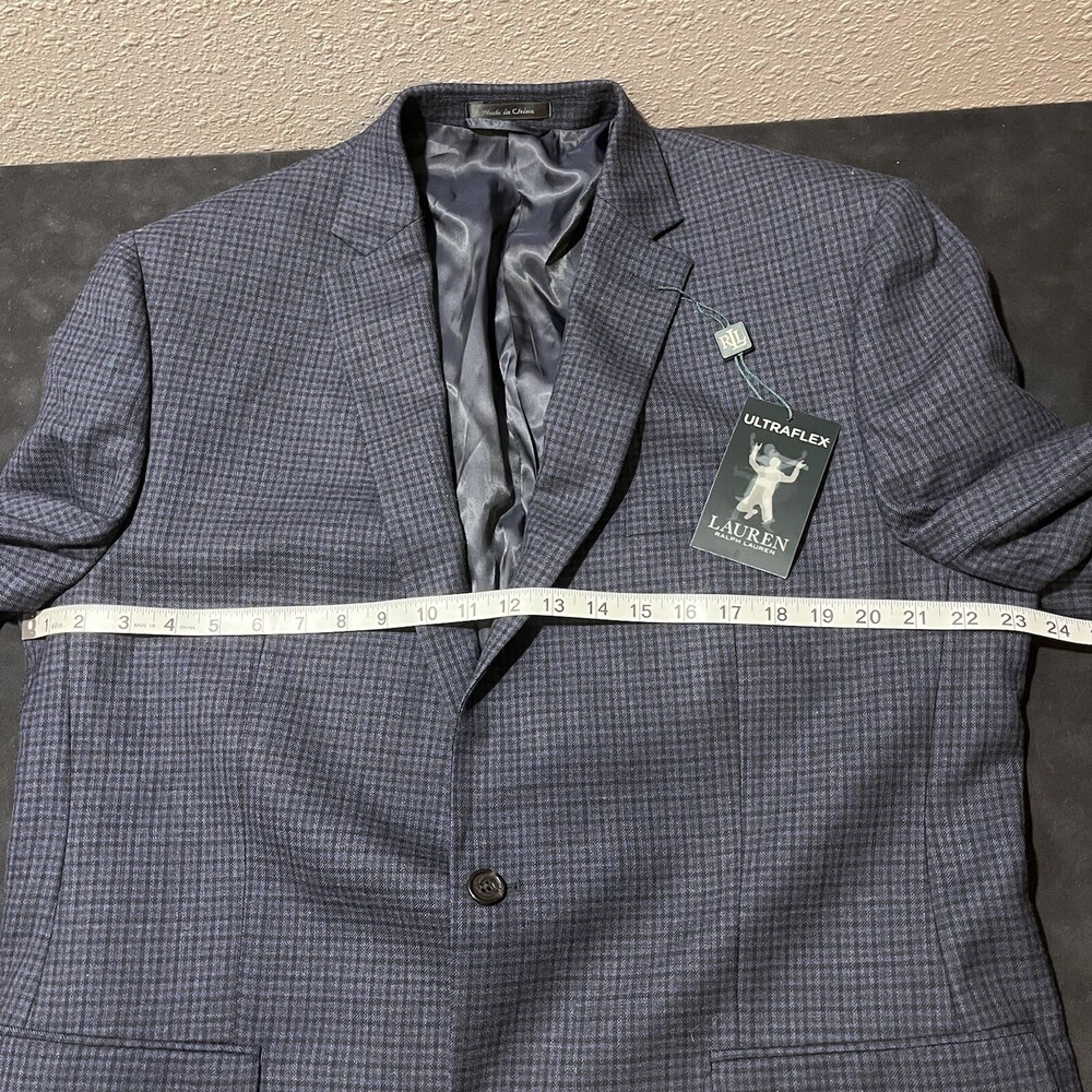 Ralph Lauren Blazer Jacket Mens Wool 2 Button Business Windowpane New Vintage - Picture 6 of 12
